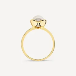 9ct Yellow Gold Freshwater Cultured Pearl Flower Ring