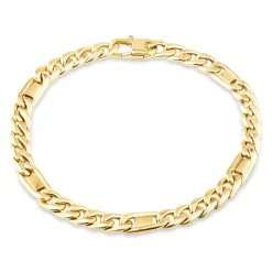 9ct Yellow Gold Gents Fancy Curb 21cm Bracelet
