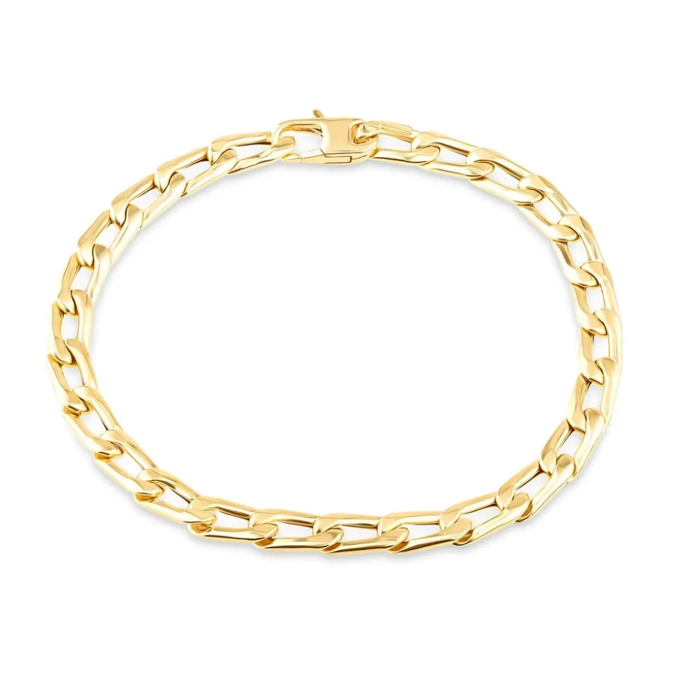 9ct Yellow Gold Gents Rectangle Curb 21cm Bracelet
