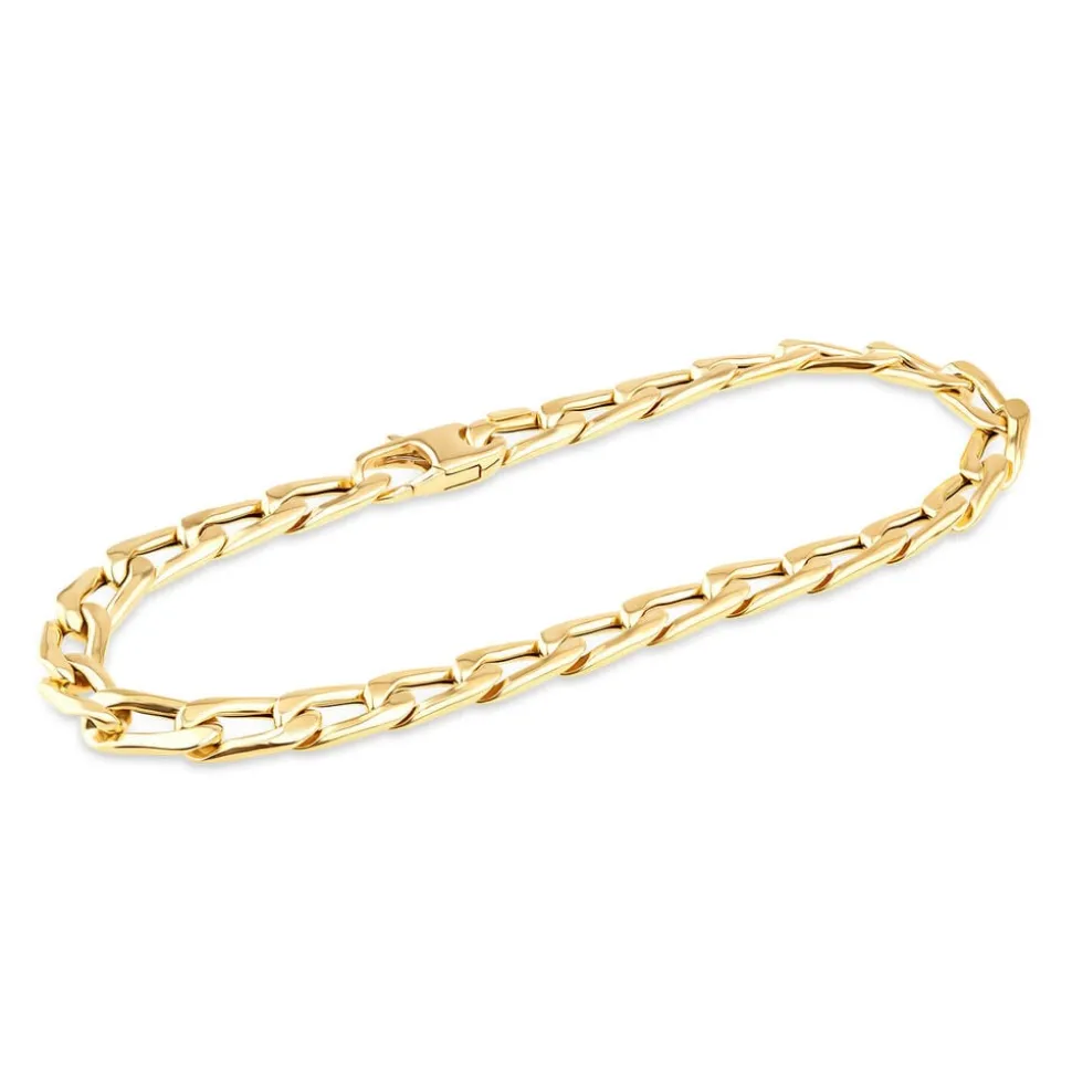9ct Yellow Gold Gents Rectangle Curb 21cm Bracelet