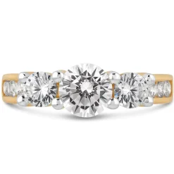 9ct Yellow Gold Graduated Three Stone Cubic Zirconia With Cubic Zirconia Chain Shoulders Ring