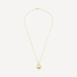 9ct Yellow Gold Green Cubic Zirconia Heart Claddagh Pendant