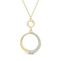 9ct Yellow Gold Half Glitter & Polished Circle Pendant