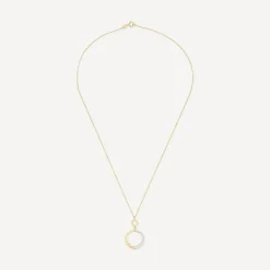 9ct Yellow Gold Half Glitter & Polished Circle Pendant