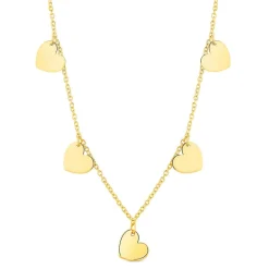 9ct Yellow Gold Heart Droplet Necklet