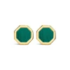9ct Yellow Gold Hexagon Shaped Malachite Stud Earrings