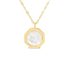 9ct Yellow Gold Hexagon Shaped Mother of Pearl Pendant