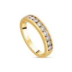 9ct Yellow Gold Illusion Channel Set 0.15ct Diamond Half Eternity Ring