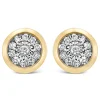 9ct Yellow Gold Illusion 0.10ct Diamond Set Rubover Cluster Stud Earrings