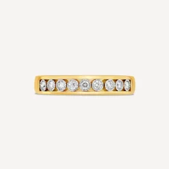 9ct Yellow Gold Illusion Channel Set 0.15ct Diamond Half Eternity Ring