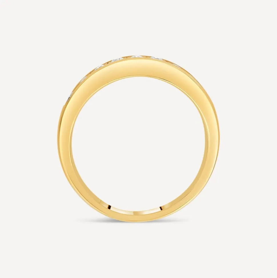 9ct Yellow Gold Illusion Channel Set 0.15ct Diamond Half Eternity Ring