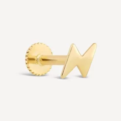 9ct Yellow Gold Lightening Bolt Single Stud Earring