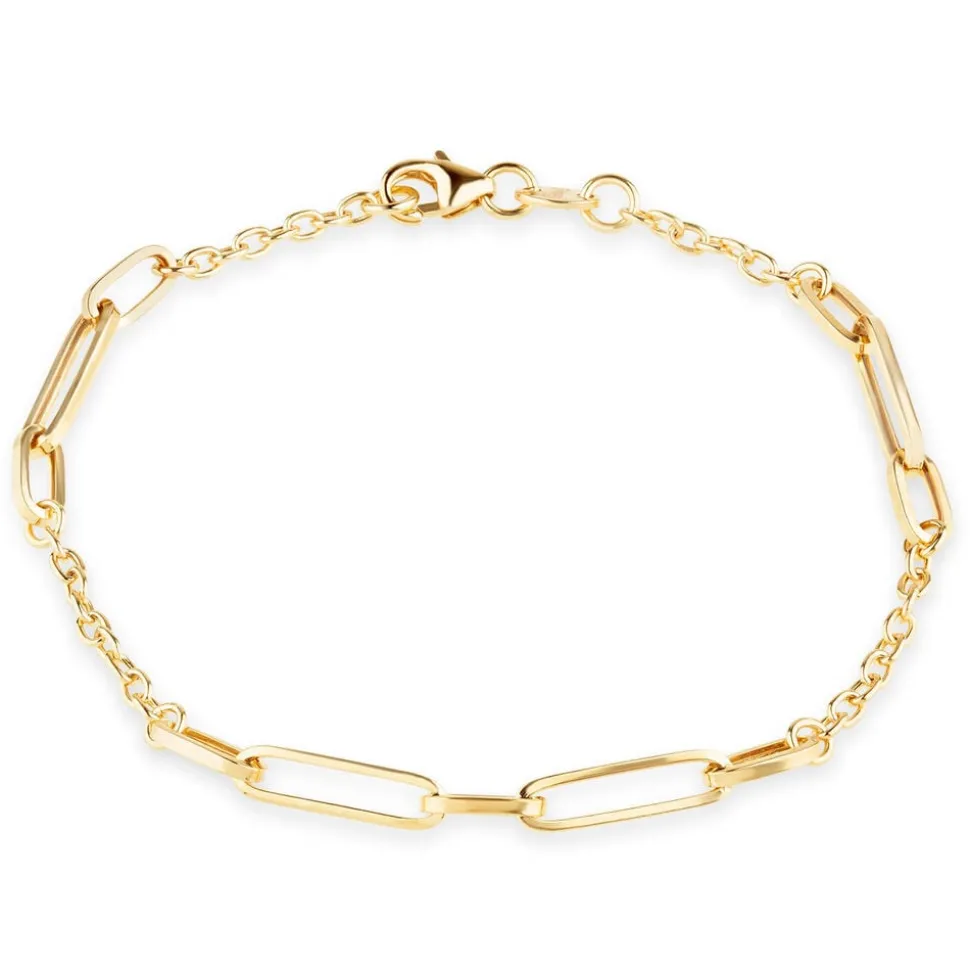 9ct Yellow Gold Long Open Link Stations Ladies Bracelet