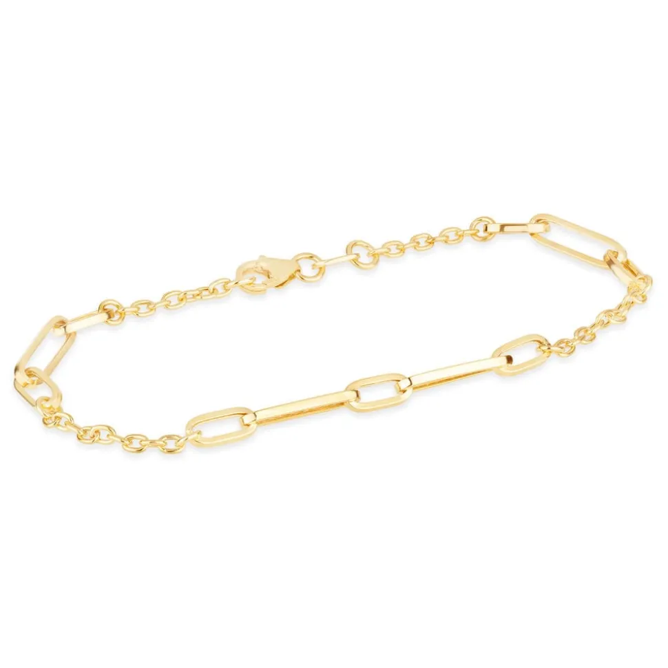 9ct Yellow Gold Long Open Link Stations Ladies Bracelet