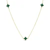 9ct Yellow Gold Malachite Petal Necklet