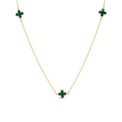9ct Yellow Gold Malachite Petal Necklet