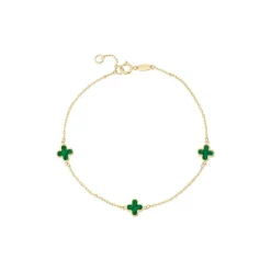 9ct Yellow Gold Malachite Petal Bracelet
