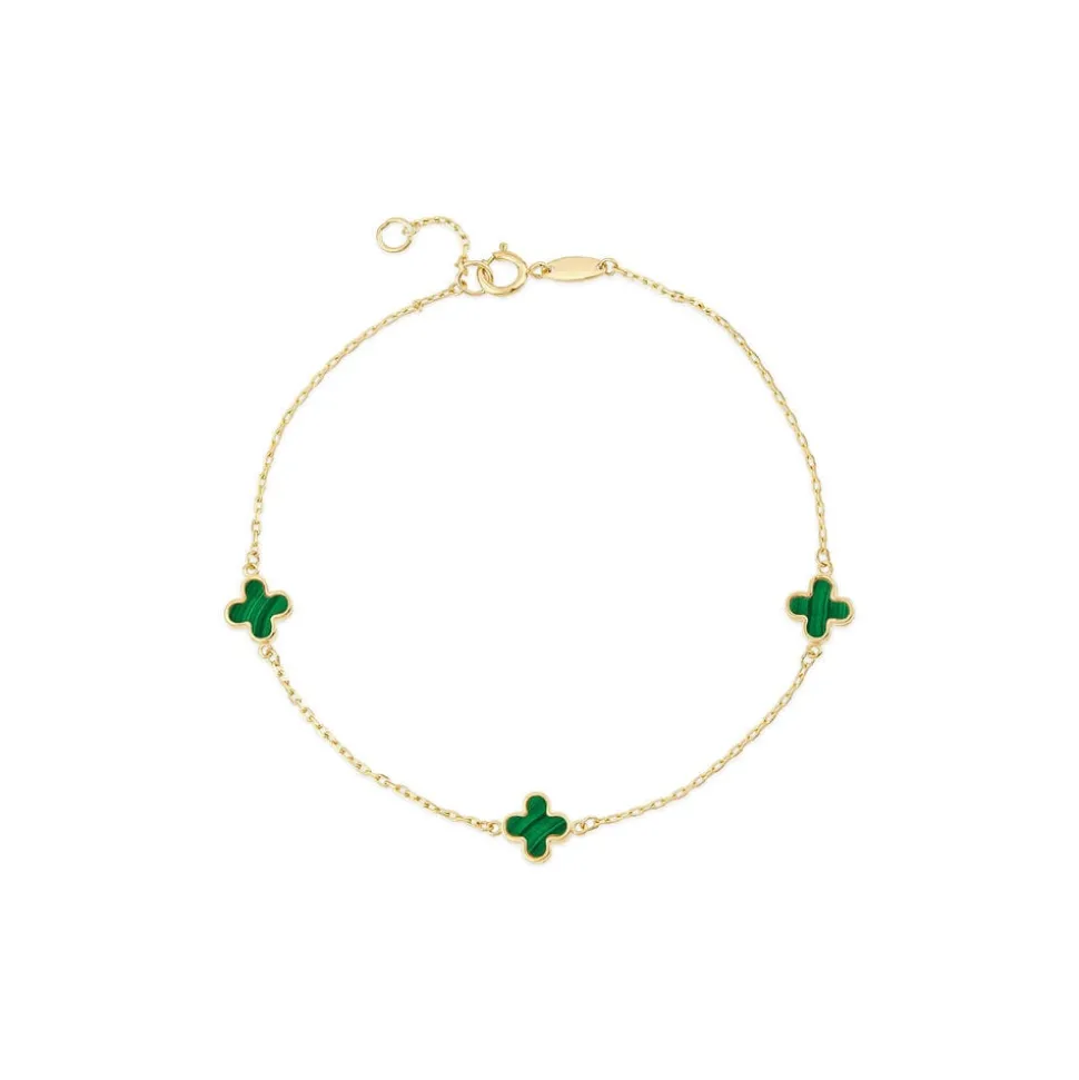 9ct Yellow Gold Malachite Petal Bracelet