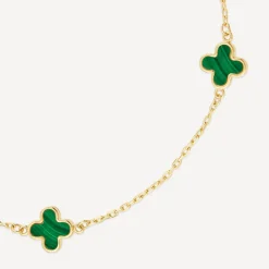 9ct Yellow Gold Malachite Petal Bracelet