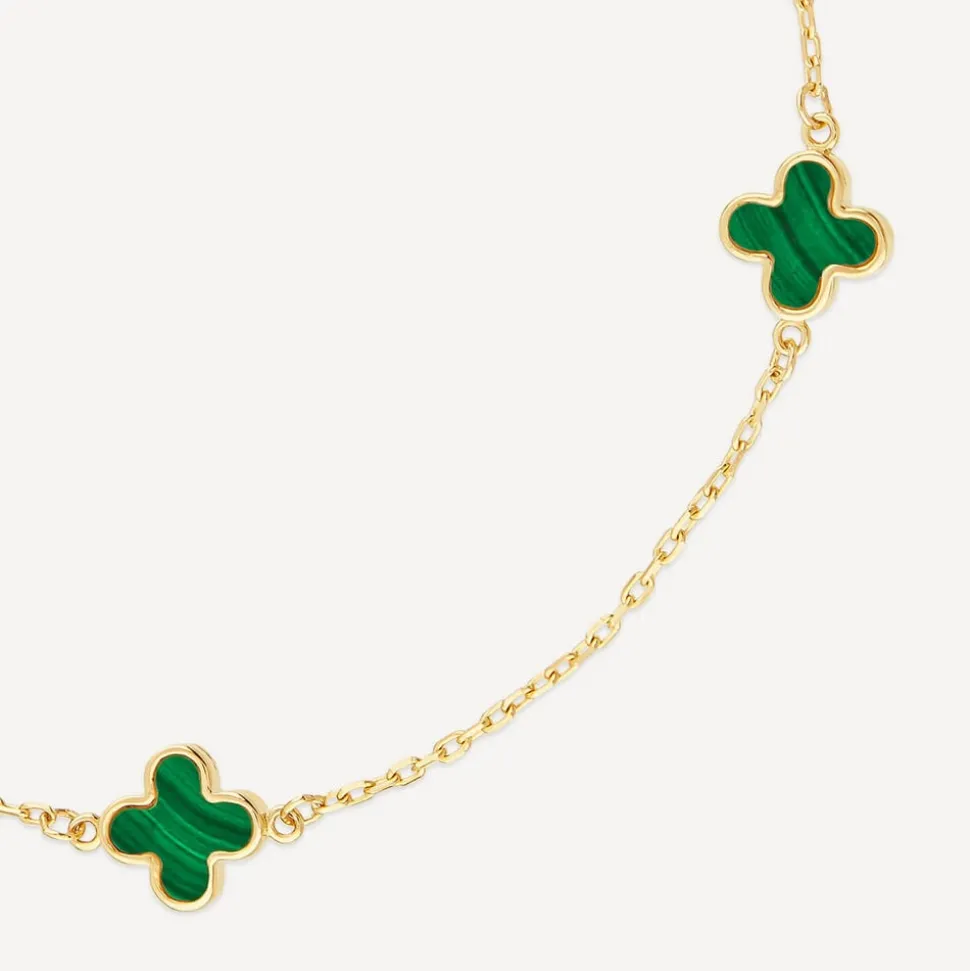 9ct Yellow Gold Malachite Petal Bracelet