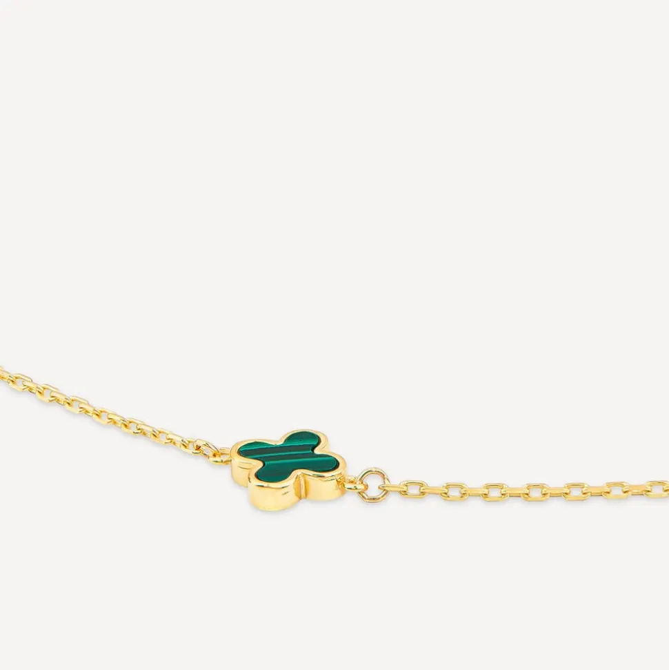 9ct Yellow Gold Malachite Petal Bracelet