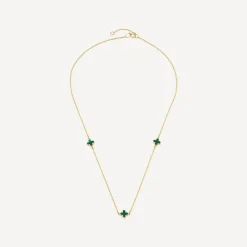9ct Yellow Gold Malachite Petal Necklet