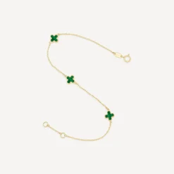 9ct Yellow Gold Malachite Petal Bracelet