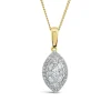 9ct Yellow Gold Marquis Shape Cluster 0.25ct Baguette Diamond Pendant