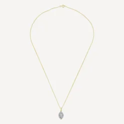 9ct Yellow Gold Marquis Shape Cluster 0.25ct Baguette Diamond Pendant