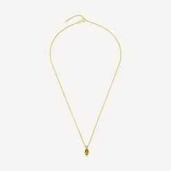 9ct Yellow Gold Marquise Citrine & 0.02ct Diamond Pendant