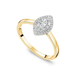 18ct Yellow Gold Marquise Shape 0.25ct Diamond Cluster Engagement Ring