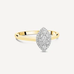 18ct Yellow Gold Marquise Shape 0.25ct Diamond Cluster Engagement Ring