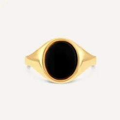 9ct Yellow Gold Men's Oval Onyx Signet Ring
