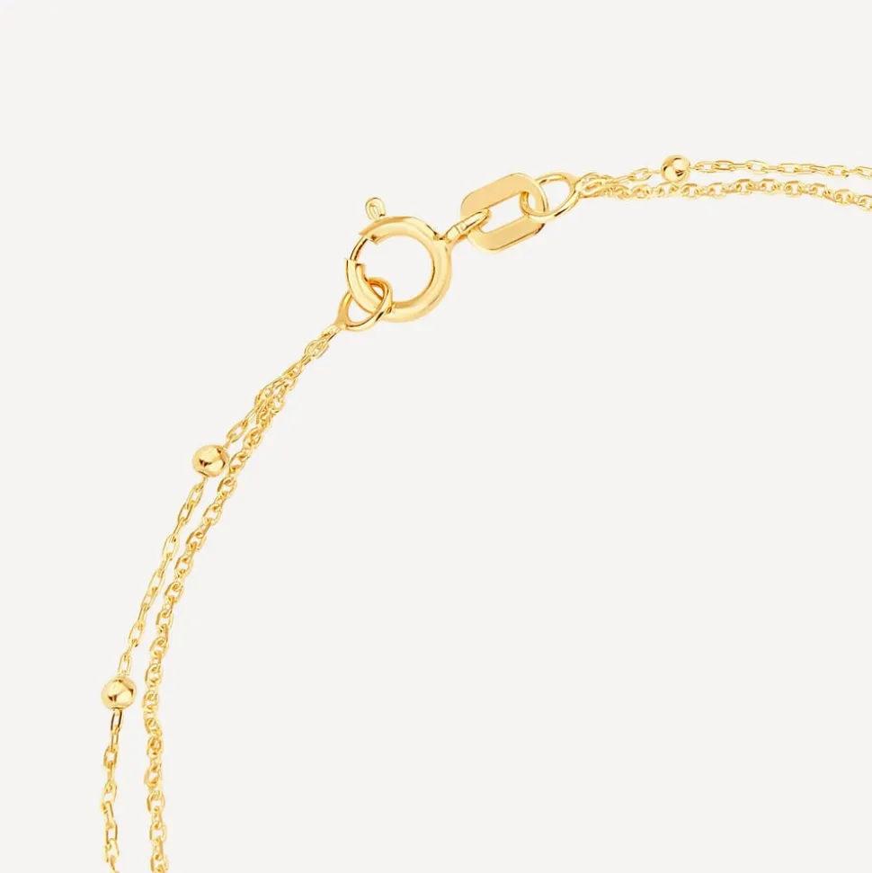 9ct Yellow Gold Milan Filigree Rectangular Disc Double Chain Bracelet