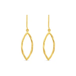 9ct Yellow Gold Mirror Diamond Cut Shape Hook Drop Earrings