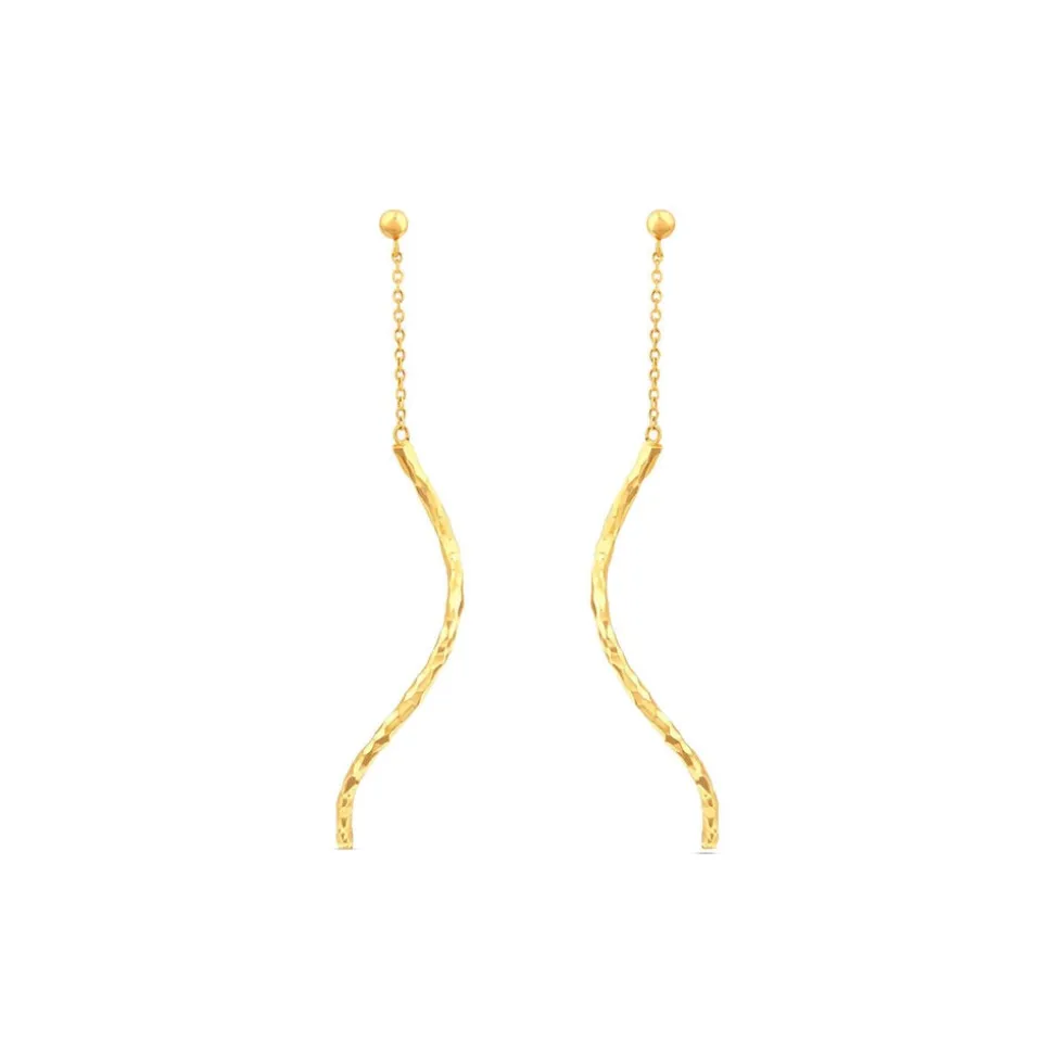 9ct Yellow Gold Mirror Diamond Cut Squiggle Drop Earrings