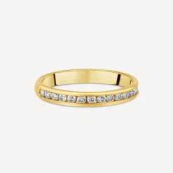 9ct Yellow Gold 2.5mm Channel Set 0.20ct Diamond Wedding Ring