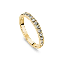 18ct Yellow Gold 2.5mm 0.30ct Diamond Pave Set Wedding Ring