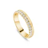 9ct Yellow Gold 3.5mm 0.30ct Diamond Offset Wedding Ring