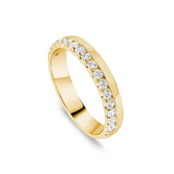 9ct Yellow Gold 3.5mm 0.30ct Diamond Offset Wedding Ring