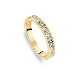 18ct Yellow Gold 3mm 0.50ct Diamond Pave Set Wedding Ring