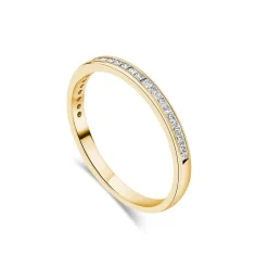 18ct Yellow Gold 2mm 0.25ct Diamond Princess Cut Channel Set Wedding Ring