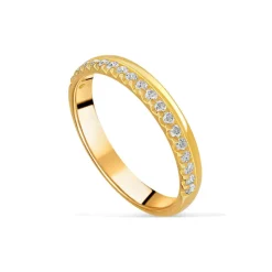 9ct Yellow Gold 3mm 0.20ct Diamond Offset Wedding Ring