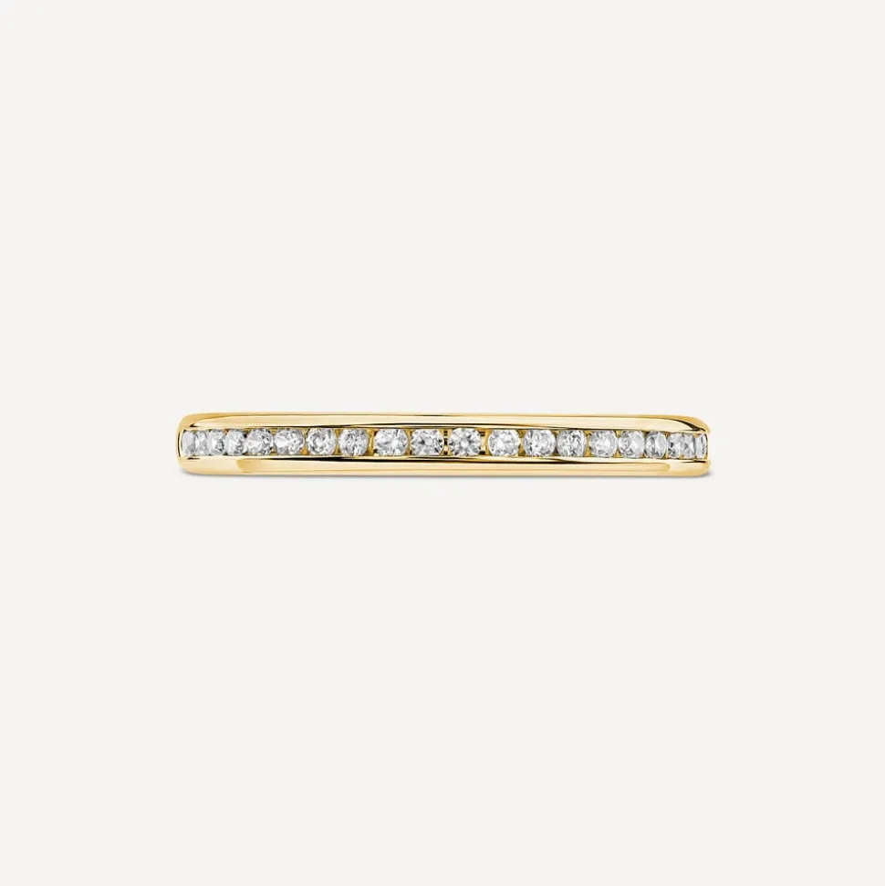 18ct Yellow Gold 2mm 0.10ct Diamond Channel Set Wedding Ring