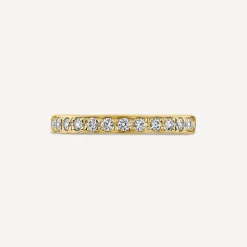 9ct Yellow Gold 2.5mm 0.30ct Diamond Pave Set Wedding Ring