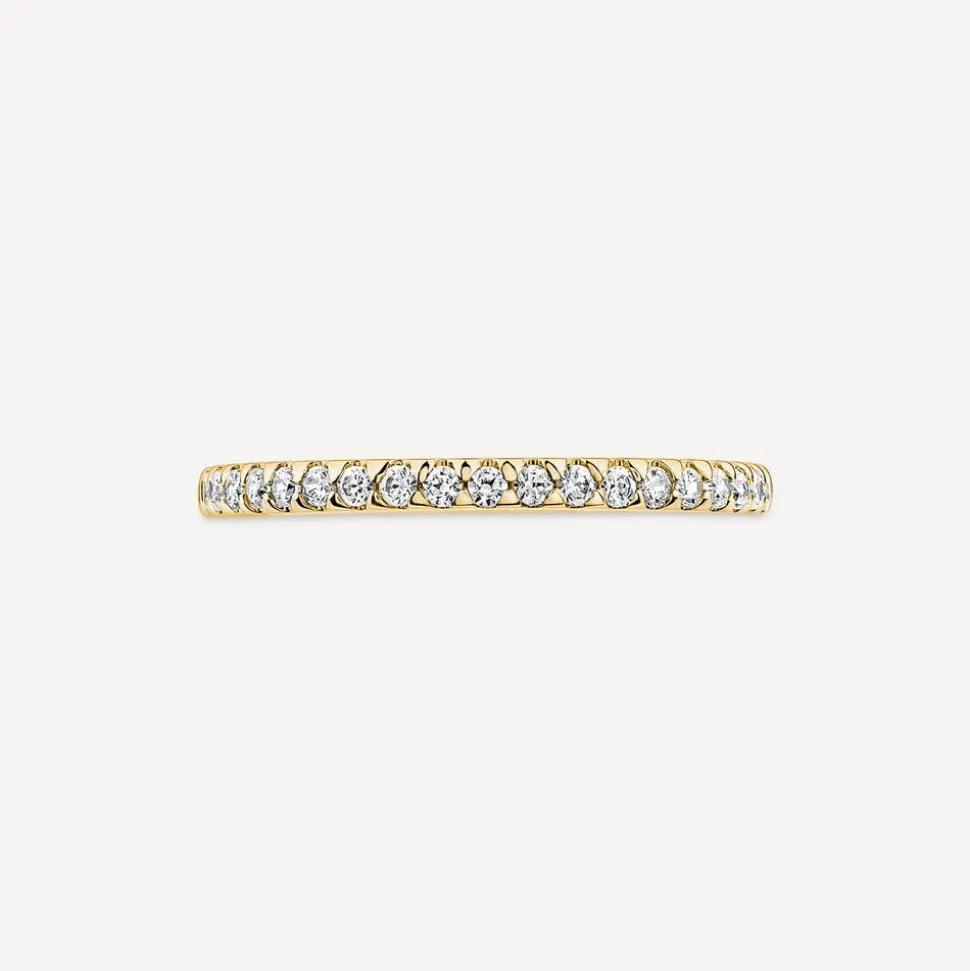 9ct Yellow Gold 1.7mm 0.15ct Diamond Traingle Claw Wedding Ring
