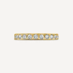 18ct Yellow Gold 3mm 0.50ct Diamond Pave Set Wedding Ring