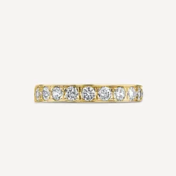 9ct Yellow Gold 3.5mm 0.67ct Diamond Pave Set Wedding Ring
