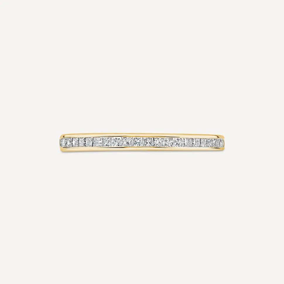 18ct Yellow Gold 2mm 0.25ct Diamond Princess Cut Channel Set Wedding Ring