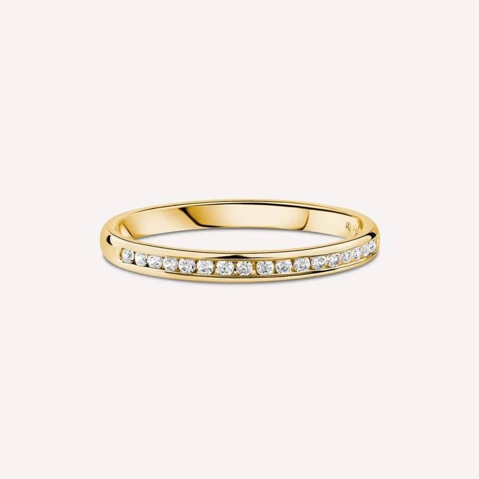 18ct Yellow Gold 2mm 0.10ct Diamond Channel Set Wedding Ring
